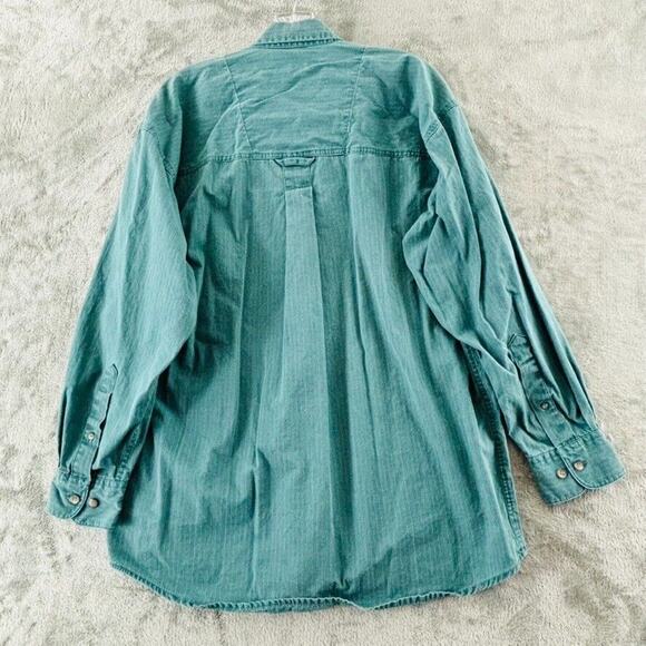 Natural Issue Rugged Wear Button Shirt Mens M Green Pinstripe Long Sleeve - Picture 3 of 5